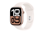 Apple Watch Series 10 (GPS + Cellular) - 46 mm - rose gold aluminium - smart watch with sport band - fluoroelastomer - light blush - band size: S/M - 64 GB - LTE, Wi-Fi 4, UWB, Bluetooth - 4G - 35.3 g