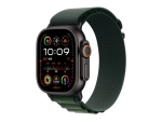 Apple Watch Ultra 2 - 49 mm - black titanium - smart watch with Alpine Loop - textile - dark green - band size: S - 64 GB - LTE, Wi-Fi 4, UWB, Bluetooth - 4G - 61.8 g