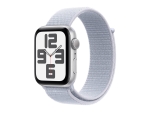 Apple Watch SE (GPS) - 2nd generation - 44 mm - silver aluminium - smart watch with sport loop - soft double-layer nylon - blue cloud - wrist size: 130-200 mm - 32 GB - Wi-Fi 4, Bluetooth - 32.9 g