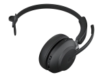 Jabra Evolve2 65 MS Mono - Headset - on-ear - convertible - Bluetooth - wireless - USB-C - noise isolating - black - with charging stand - Certified for Microsoft Teams