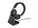 Jabra Evolve2 65 MS Stereo - Headset - on-ear - Bluetooth - wireless - USB-C - noise isolating - black - with charging stand - Certified for Microsoft Teams