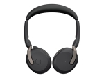 Jabra Evolve2 65 Flex UC Stereo - Headset - on-ear - Bluetooth - wireless - active noise cancelling - USB-A - black - Optimised for UC