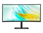 Samsung ViewFinity S6 S34C652UAU - S65UC Series - LED monitor - curved - 34" - 3440 x 1440 UWQHD @ 100 Hz - VA - 350 cd/m² - 3000:1 - HDR10 - 5 ms - HDMI, DisplayPort, USB-C - speakers - black