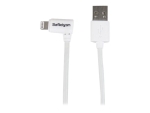 StarTech.com 1m 3 ft Angled Lightning to USB Cable - White - Angled Lightning Cable for iPhone / iPod / iPad - Apple MFi Certified (USBLT1MWR) - Lightning cable - Lightning / USB - 1 m