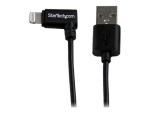 StarTech.com 2m 6ft Angled Black Apple 8-pin Lightning to USB Cable for iPhone iPod iPad - Angled Lightning Cable - Charge & Sync - 2 m (USBLT2MBR) - Lightning cable - Lightning / USB - 2 m