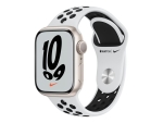 Apple Watch Nike Series 7 (GPS) - 41 mm - starlight aluminium - smart watch with Nike sport band - fluoroelastomer - pure platinum/black - band size: S/M/L - 32 GB - Wi-Fi, Bluetooth - 32 g