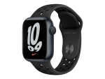 Apple Watch Nike Series 7 (GPS) - 41 mm - midnight aluminium - smart watch with Nike sport band - fluoroelastomer - anthracite/black - band size: S/M/L - 32 GB - Wi-Fi, Bluetooth - 32 g