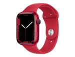 Apple Watch Series 7 (GPS) - (PRODUCT) RED - 45 mm - red aluminium - smart watch with sport band - fluoroelastomer - red - band size: Regular - 32 GB - Wi-Fi, Bluetooth - 38.8 g