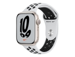Apple Watch Nike Series 7 (GPS) - 45 mm - starlight aluminium - smart watch with Nike sport band - fluoroelastomer - pure platinum/black - band size: S/M/L - 32 GB - Wi-Fi, Bluetooth - 38.8 g