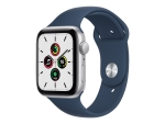 Apple Watch SE (GPS) - 44 mm - silver aluminium - smart watch with sport band - fluoroelastomer - abyss blue - band size: Regular - 32 GB - Wi-Fi, Bluetooth - 36.2 g