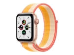 Apple Watch SE (GPS + Cellular) - 40 mm - gold aluminium - smart watch with sport loop - woven nylon - maize/white - wrist size: 130-200 mm - 32 GB - Wi-Fi, Bluetooth - 4G - 30.68 g