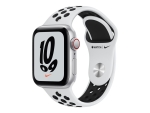 Apple Watch Nike SE (GPS + Cellular) - 40 mm - silver aluminium - smart watch with Nike sport band - fluoroelastomer - pure platinum/black - band size: S/M/L - 32 GB - Wi-Fi, Bluetooth - 4G - 30.68 g
