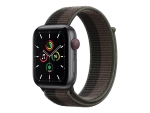 Apple Watch SE (GPS + Cellular) - 44 mm - space grey aluminium - smart watch with sport loop - woven nylon - tornado/grey - wrist size: 145-220 mm - 32 GB - Wi-Fi, Bluetooth - 4G - 36.36 g