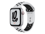 Apple Watch Nike SE (GPS + Cellular) - 44 mm - silver aluminium - smart watch with Nike sport band - fluoroelastomer - pure platinum/black - band size: S/M/L - 32 GB - Wi-Fi, Bluetooth - 4G - 36.36 g
