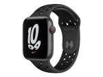 Apple Watch Nike SE (GPS + Cellular) - 44 mm - space grey aluminium - smart watch with Nike sport band - fluoroelastomer - anthracite/black - band size: S/M/L - 32 GB - Wi-Fi, Bluetooth - 4G - 36.36 g