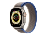 Apple Watch Ultra - 49 mm - titanium - smart watch with Trail Loop - soft double-layer nylon - blue/gray - band size: S/M - 32 GB - Wi-Fi, LTE, UWB, Bluetooth - 4G - 61.3 g