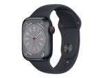 Apple Watch Series 8 (GPS + Cellular) - 41 mm - midnight aluminium - smart watch with sport band - fluoroelastomer - midnight - band size: Regular - 32 GB - Wi-Fi, LTE, Bluetooth, UWB - 4G - 32 g