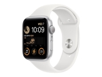 Apple Watch SE (GPS) - 2nd generation - 44 mm - silver aluminium - smart watch with sport band - fluoroelastomer - white - band size: Regular - 32 GB - Wi-Fi, Bluetooth - 32.9 g