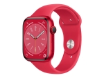 Apple Watch Series 8 (GPS + Cellular) - (PRODUCT) RED - 45 mm - red aluminium - smart watch with sport band - fluoroelastomer - red - band size: Regular - 32 GB - Wi-Fi, LTE, Bluetooth, UWB - 4G - 38.8 g