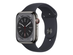 Apple Watch Series 8 (GPS + Cellular) - 45 mm - graphite stainless steel - smart watch with sport band - band size: Regular - 32 GB - Wi-Fi, LTE, Bluetooth, UWB - 4G - 51.5 g