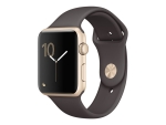 Apple Watch Series 1 - 42 mm - gold aluminium - smart watch with sport band - fluoroelastomer - cocoa - band size: S/M/L - Wi-Fi, Bluetooth - 30 g