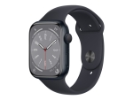 Apple Watch Series 8 (GPS) - 45 mm - midnight aluminium - smart watch with sport band - fluoroelastomer - midnight - band size: Regular - 32 GB - Wi-Fi, Bluetooth - 38.8 g