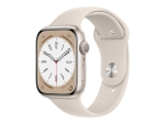 Apple Watch Series 8 (GPS) - 45 mm - starlight aluminium - smart watch with sport band - fluoroelastomer - starlight - band size: Regular - 32 GB - Wi-Fi, Bluetooth - 38.8 g