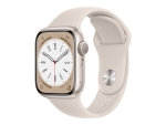 Apple Watch Series 8 (GPS) - 41 mm - starlight aluminium - smart watch with sport band - fluoroelastomer - starlight - band size: Regular - 32 GB - Wi-Fi, Bluetooth - 32 g