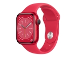 Apple Watch Series 8 (GPS) - (PRODUCT) RED - 41 mm - red aluminium - smart watch with sport band - fluoroelastomer - red - band size: Regular - 32 GB - Wi-Fi, Bluetooth - 32 g