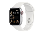 Apple Watch SE (GPS + Cellular) - 2nd generation - 40 mm - silver aluminium - smart watch with sport band - fluoroelastomer - white - band size: Regular - 32 GB - Wi-Fi, LTE, Bluetooth - 4G - 27.8 g