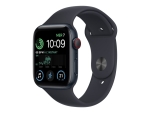 Apple Watch SE (GPS + Cellular) - 2nd generation - 44 mm - midnight aluminium - smart watch with sport band - fluoroelastomer - midnight - band size: Regular - 32 GB - Wi-Fi, LTE, Bluetooth - 4G - 32.9 g