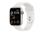 Apple Watch SE (GPS + Cellular) - 2nd generation - 44 mm - silver aluminium - smart watch with sport band - fluoroelastomer - white - band size: Regular - 32 GB - Wi-Fi, LTE, Bluetooth - 4G - 32.9 g