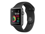 Apple Watch Series 1 - 42 mm - space grey aluminium - smart watch with sport band - fluoroelastomer - black - band size: S/M/L - Wi-Fi, Bluetooth - 30 g