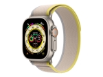 Apple Watch Ultra - 49 mm - titanium - smart watch with Trail Loop - soft double-layer nylon - yellow/beige - band size: M/L - 32 GB - Wi-Fi, LTE, UWB, Bluetooth - 4G - 61.3 g