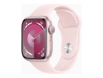 Apple Watch Series 9 (GPS) - 41 mm - pink aluminum - smart watch with sport band - fluoroelastomer - light pink - band size: M/L - 64 GB - Wi-Fi, UWB, Bluetooth - 31.9 g
