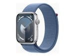 Apple Watch Series 9 (GPS) - 45 mm - silver aluminium - smart watch with sport loop - soft double-layer nylon - winter blue - 64 GB - Wi-Fi, UWB, Bluetooth - 38.7 g