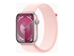 Apple Watch Series 9 (GPS) - 45 mm - pink aluminum - smart watch with sport loop - soft double-layer nylon - light pink - 64 GB - Wi-Fi, UWB, Bluetooth - 38.7 g