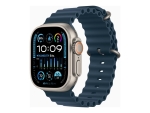 Apple Watch Ultra 2 - 49 mm - titanium - smart watch with Ocean band - fluoroelastomer - blue - wrist size: 130-200 mm - 64 GB - Wi-Fi, LTE, UWB, Bluetooth - 4G - 61.4 g