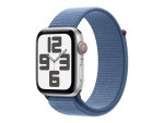 Apple Watch SE (GPS + Cellular) - 2nd generation - 44 mm - silver aluminium - smart watch with sport loop - woven nylon - winter blue - wrist size: 145-220 mm - 32 GB - Wi-Fi, LTE, Bluetooth - 4G - 33 g