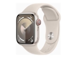Apple Watch Series 9 (GPS + Cellular) - 41 mm - starlight aluminium - smart watch with sport band - fluoroelastomer - starlight - band size: S/M - 64 GB - Wi-Fi, LTE, UWB, Bluetooth - 4G - 32.1 g