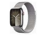 Apple Watch Series 9 (GPS + Cellular) - 41 mm - silver stainless steel - smart watch with milanese loop - 64 GB - Wi-Fi, LTE, UWB, Bluetooth - 4G - 42.3 g