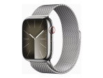 Apple Watch Series 9 (GPS + Cellular) - 45 mm - silver stainless steel - smart watch with milanese loop - 64 GB - Wi-Fi, LTE, UWB, Bluetooth - 4G - 51.5 g