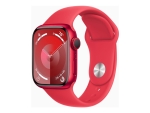 Apple Watch Series 9 (GPS) - (PRODUCT) RED - 41 mm - red aluminium - smart watch with sport band - fluoroelastomer - red - band size: S/M - 64 GB - Wi-Fi, UWB, Bluetooth - 31.9 g