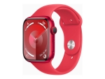 Apple Watch Series 9 (GPS) - (PRODUCT) RED - 45 mm - red aluminium - smart watch with sport band - fluoroelastomer - red - band size: S/M - 64 GB - Wi-Fi, UWB, Bluetooth - 38.7 g