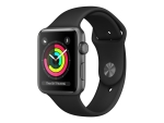 Apple Watch Series 3 (GPS) - 38 mm - space grey aluminium - smart watch with sport band - fluoroelastomer - black - wrist size: 130-200 mm - 8 GB - Wi-Fi, Bluetooth - 26.7 g