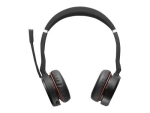 Jabra Evolve 75 MS Stereo - Headset - on-ear - Bluetooth - wireless - active noise cancelling - USB - Certified for Skype for Business