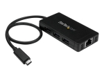 StarTech.com 3 Port USB C Hub with Ethernet - USB-C to 3x USB-A w/ Power Adapter & Gigabit Ethernet - Thunderbolt 3 Compatible - USB C Network Adapter (HB30C3A1GE) - hub - 3 ports