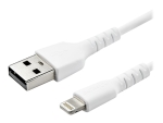 StarTech.com 6 ft(2m) Durable White USB-A to Lightning Cable, Heavy Duty Rugged Aramid Fiber USB Type A to Lightning Charger/Sync Power Cord, Apple MFi Certified iPad/iPhone 12 Pro Max - iPhone 7/8/11/11 Pro - Lightning cable - Lightning / USB - 2 m
