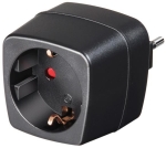 Black Travel Adapter earthed 